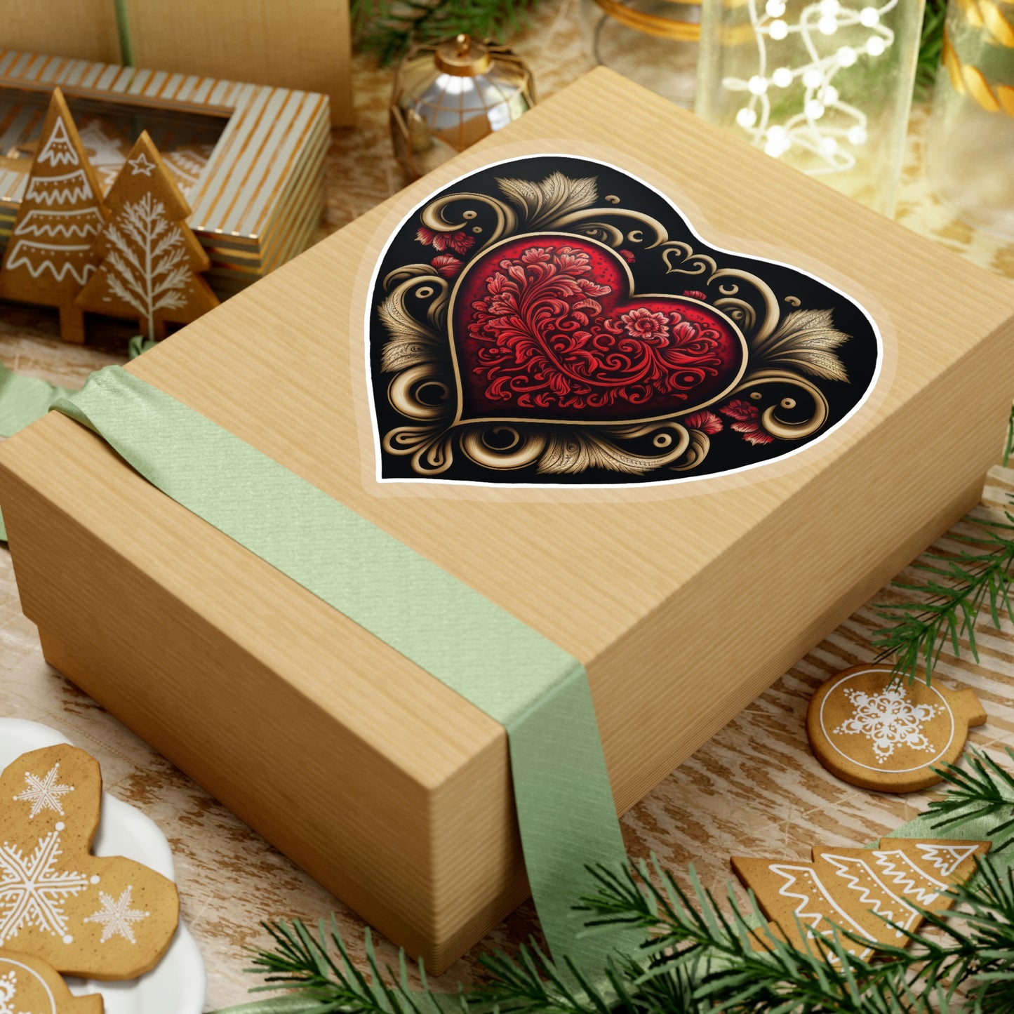 Gothic Love: Red Heart on Black Sticker