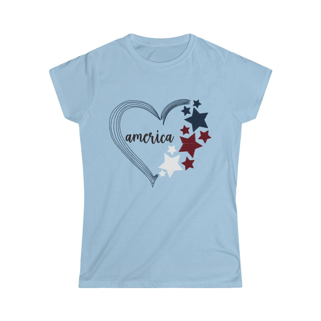 America t-shirt, 4th of July shirt, Shirt for 4th of July, Patriotic shirt, Women's Softstyle Tee