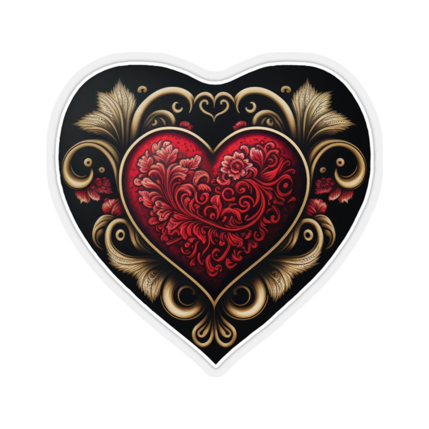 Gothic Love: Red Heart on Black Sticker