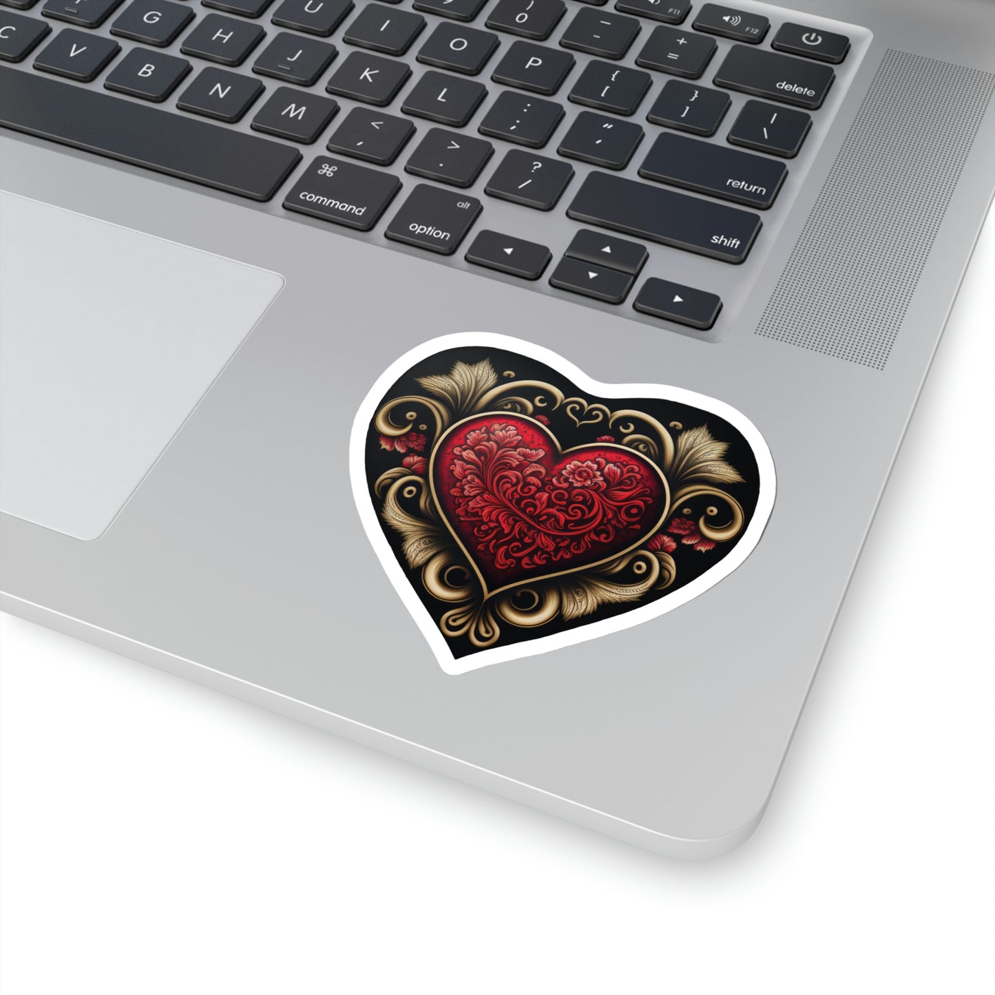Gothic Love: Red Heart on Black Sticker