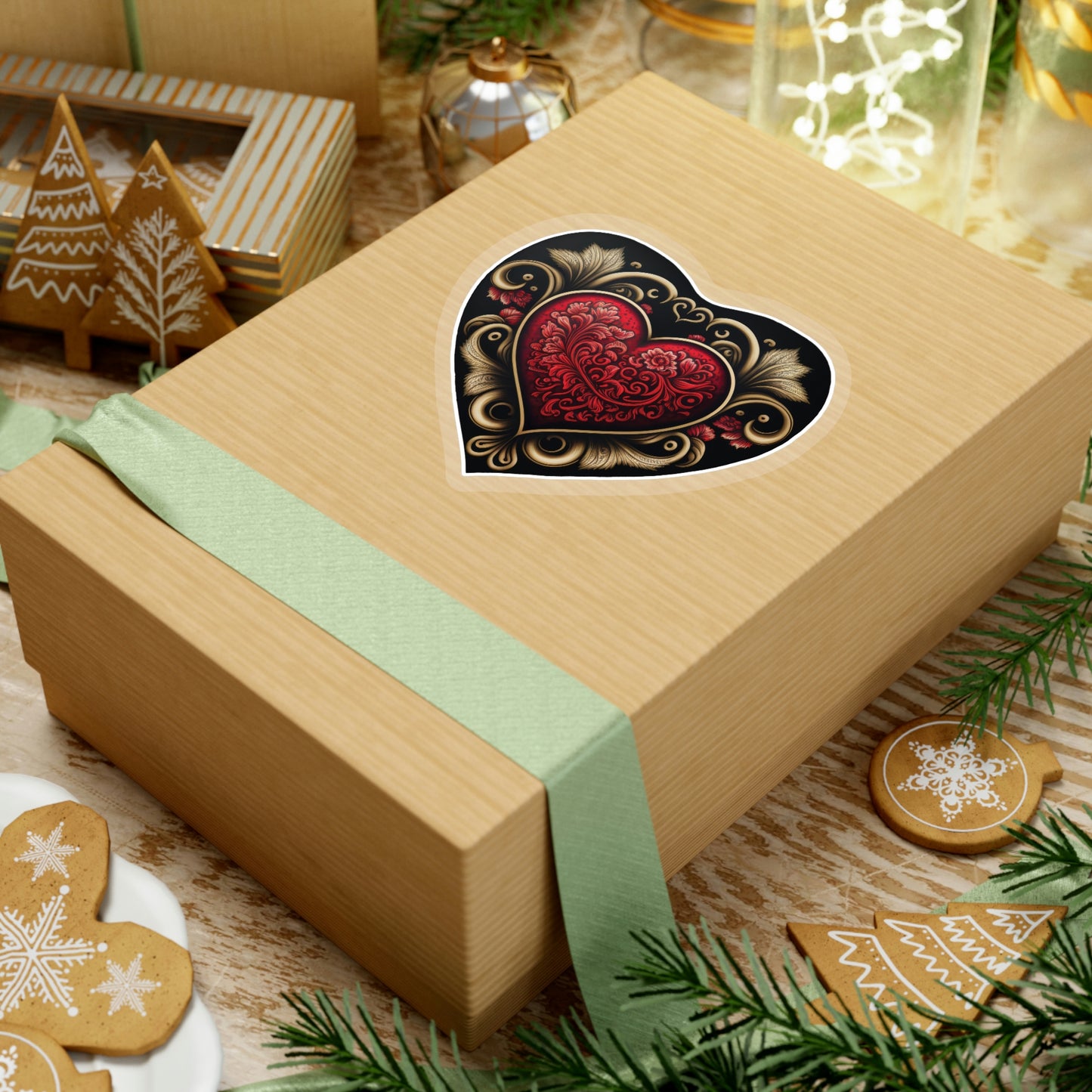 Gothic Love: Red Heart on Black Sticker