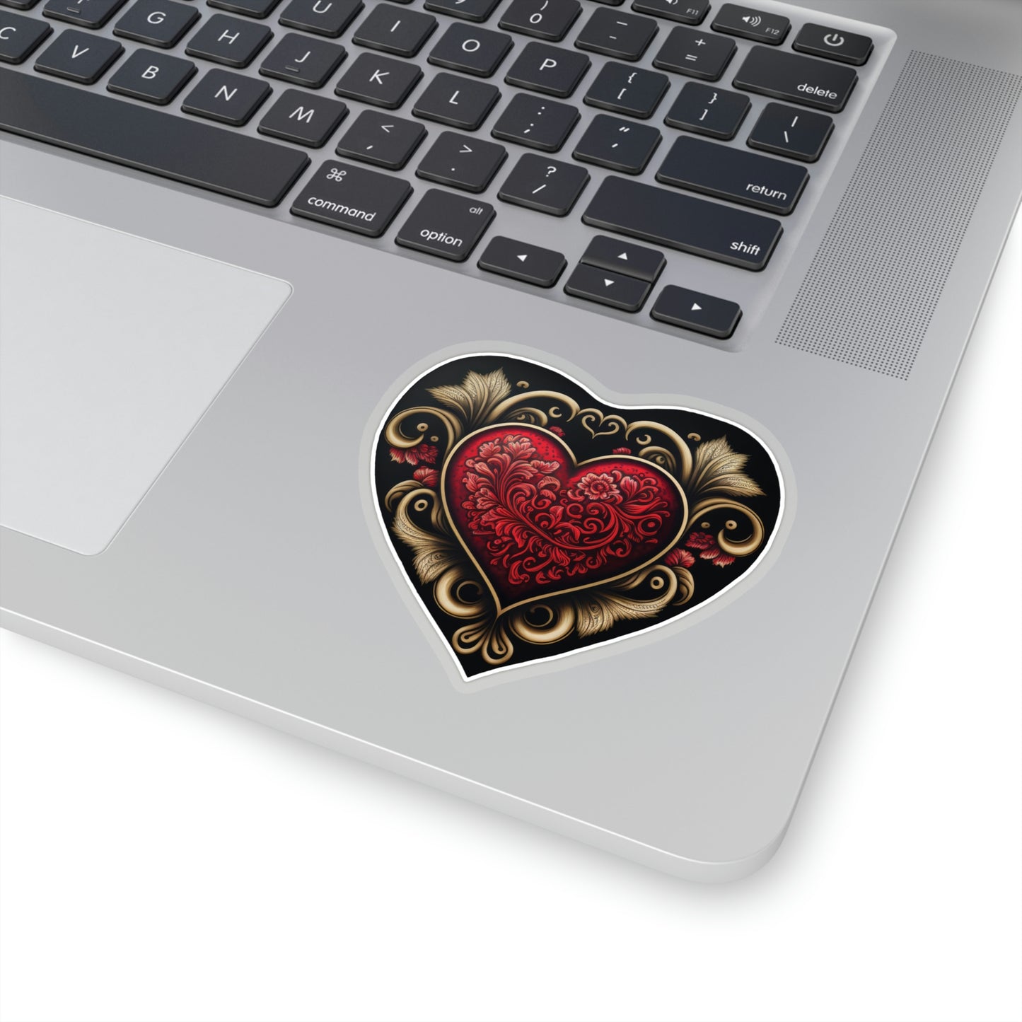 Gothic Love: Red Heart on Black Sticker