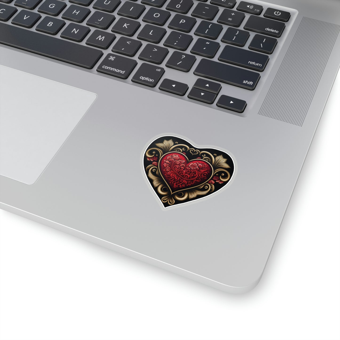 Gothic Love: Red Heart on Black Sticker