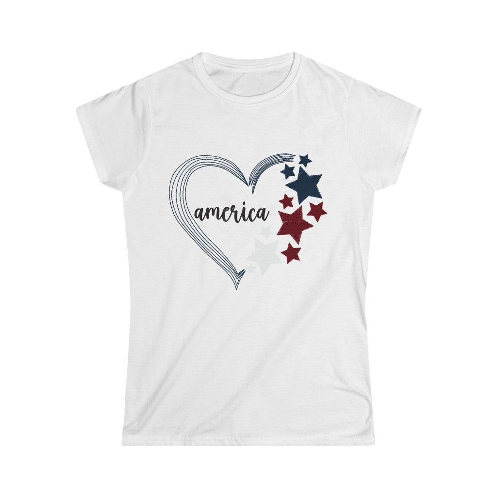 America t-shirt, 4th of July shirt, Shirt for 4th of July, Patriotic shirt, Women's Softstyle Tee