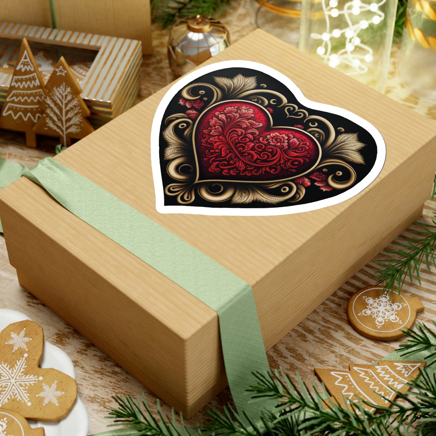 Gothic Love: Red Heart on Black Sticker