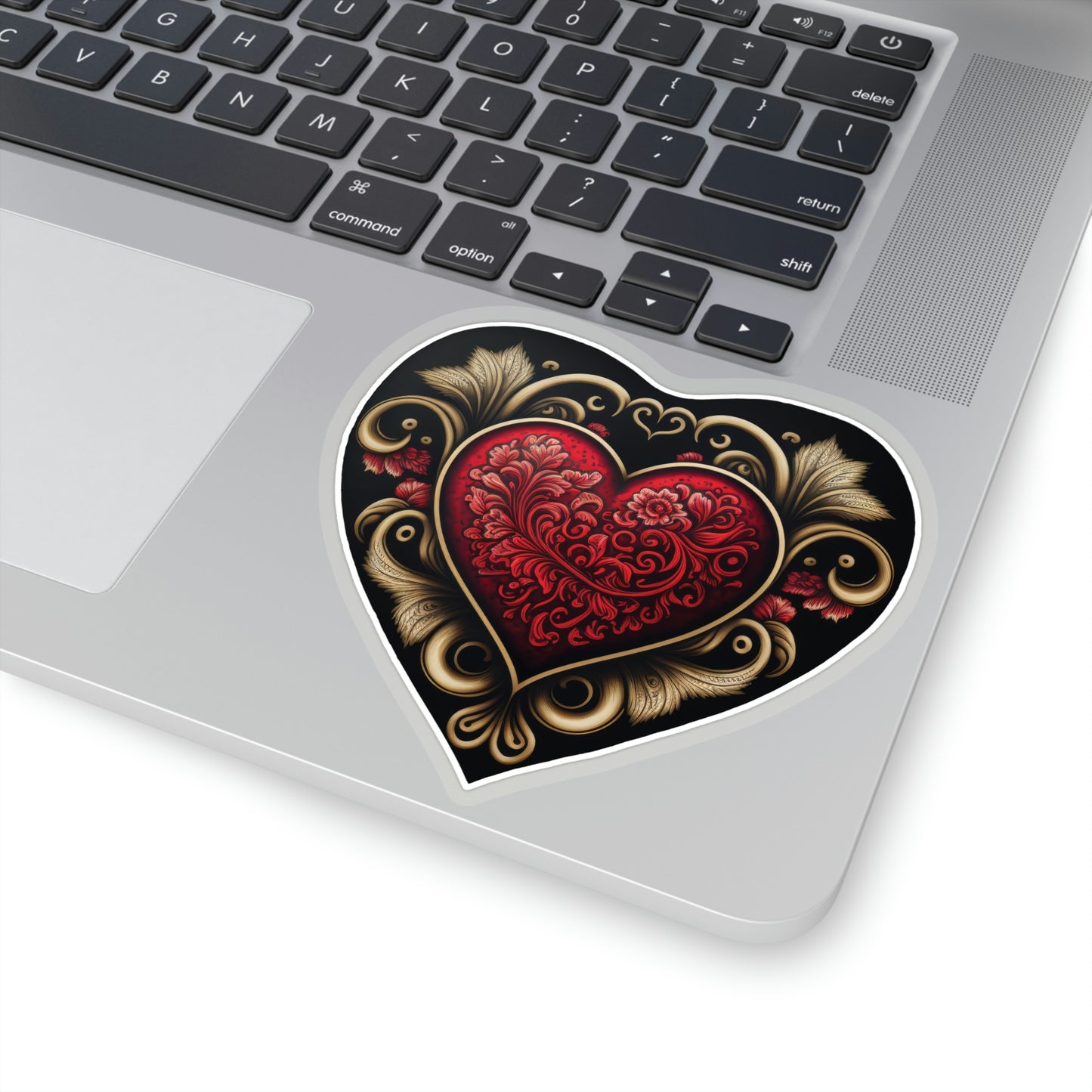 Gothic Love: Red Heart on Black Sticker