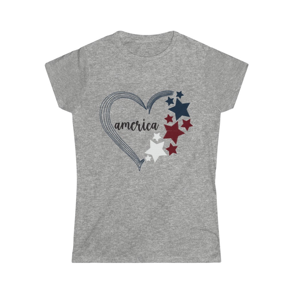 America t-shirt, 4th of July shirt, Shirt for 4th of July, Patriotic shirt, Women's Softstyle Tee