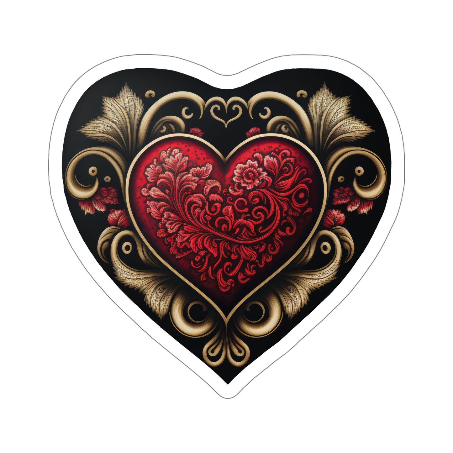 Gothic Love: Red Heart on Black Sticker