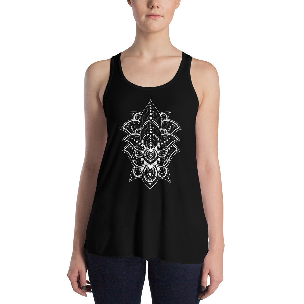 Women's Flowy Racerback Tank | Womens Tank Tops | Lotus Tank Tops for Women | Boho Flowy Tanks | Floral Racerback Tank