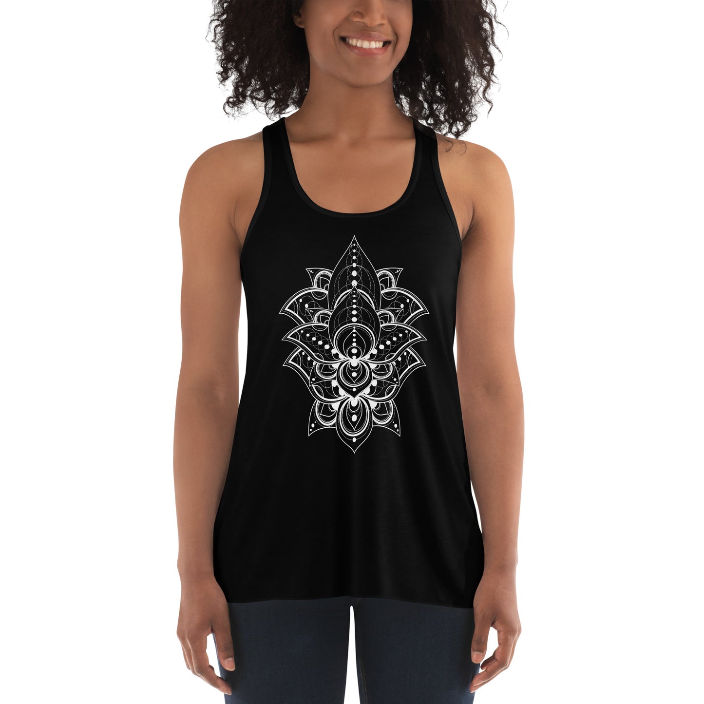 Women's Flowy Racerback Tank | Womens Tank Tops | Lotus Tank Tops for Women | Boho Flowy Tanks | Floral Racerback Tank