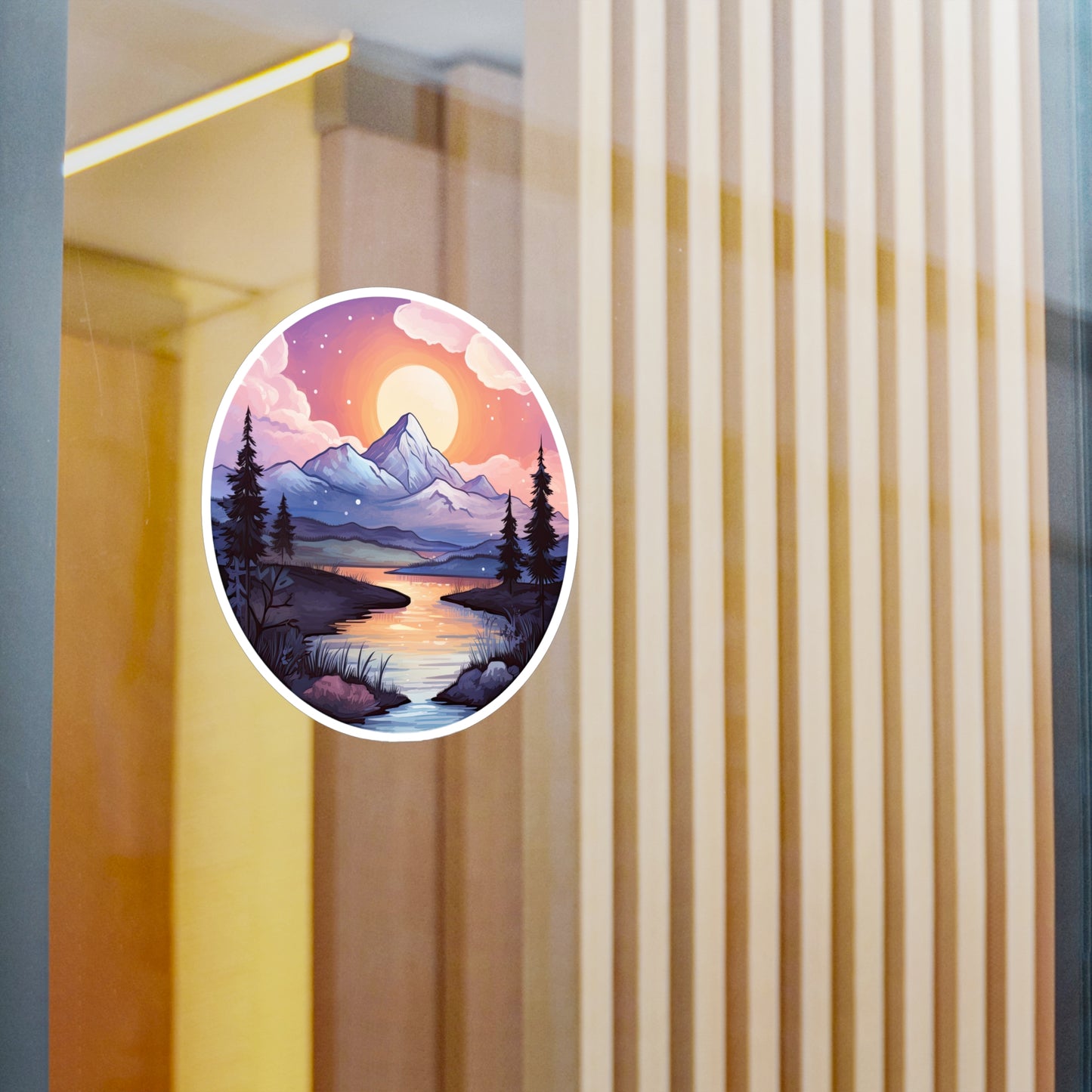 Serene Sunrise Mountain Sticker