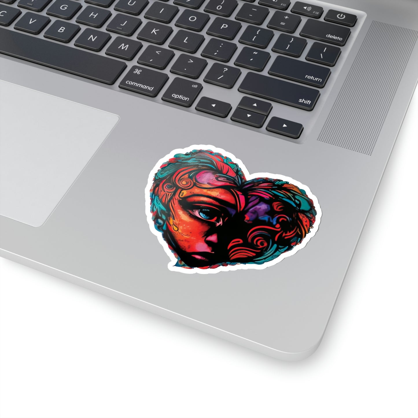 Heart-Shaped Art Piece: Woman's Portrait Sticker