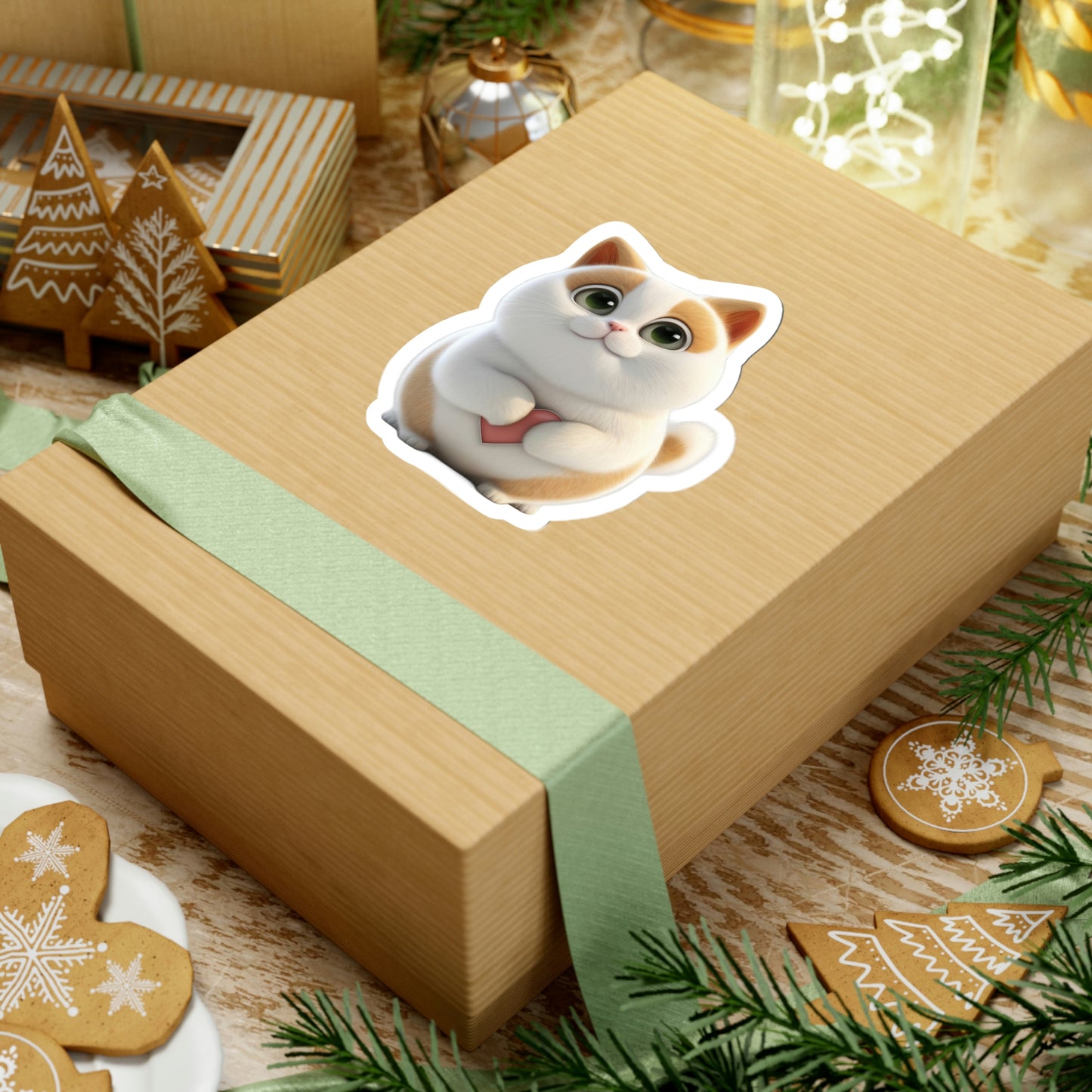 Cute Cat with Heart Sticker