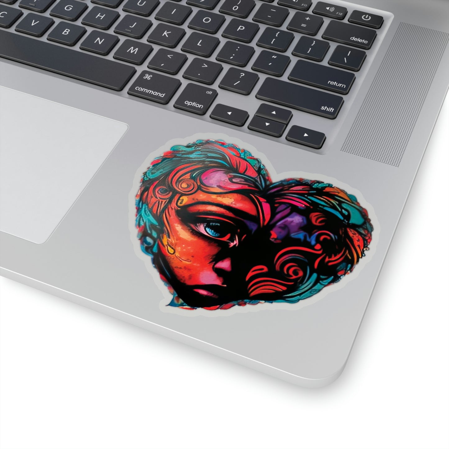 Heart-Shaped Art Piece: Woman's Portrait Sticker