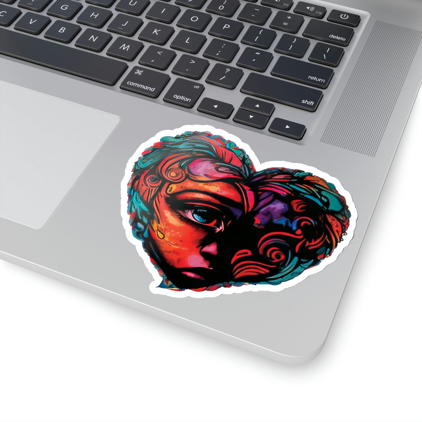 Heart-Shaped Art Piece: Woman's Portrait Sticker
