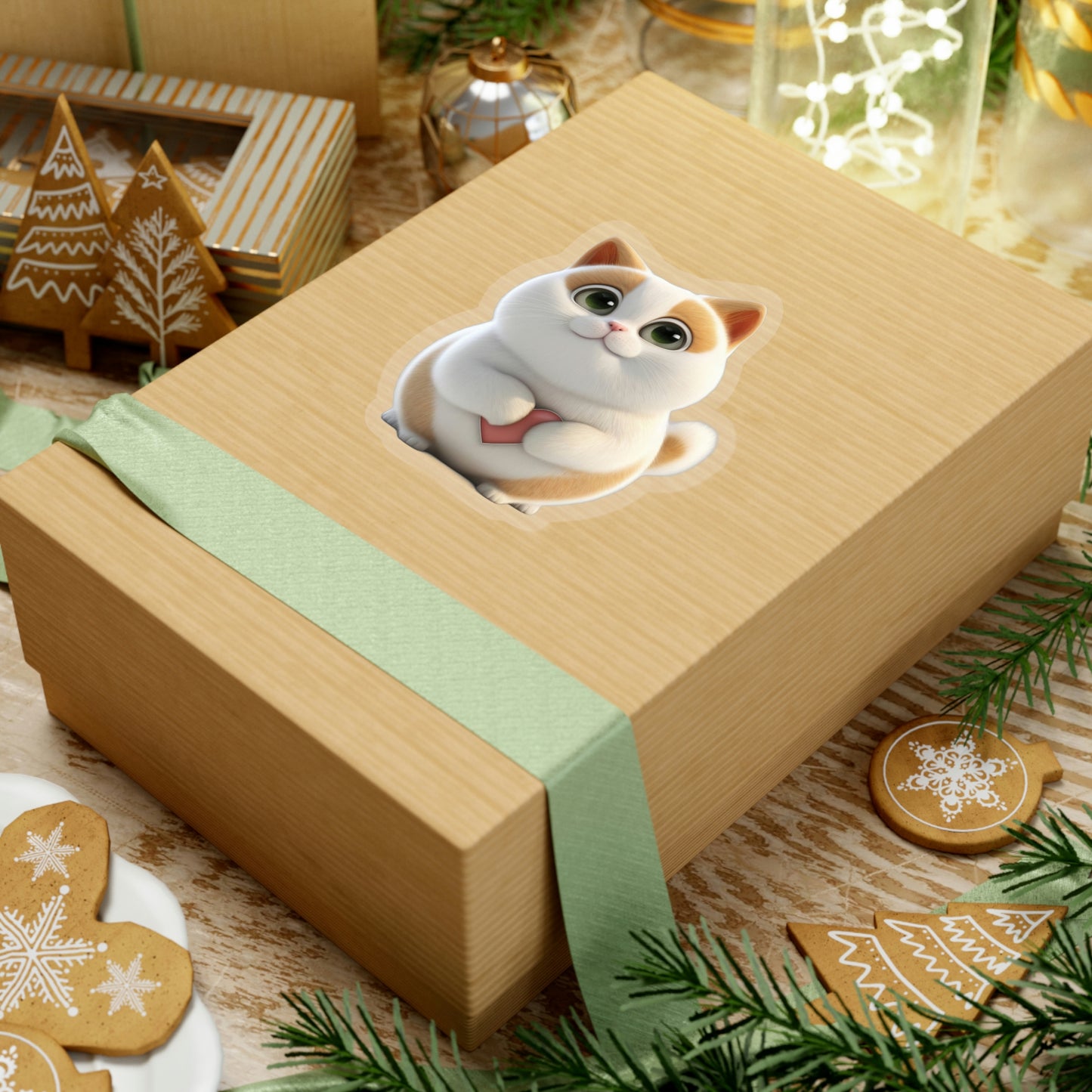 Cute Cat with Heart Sticker