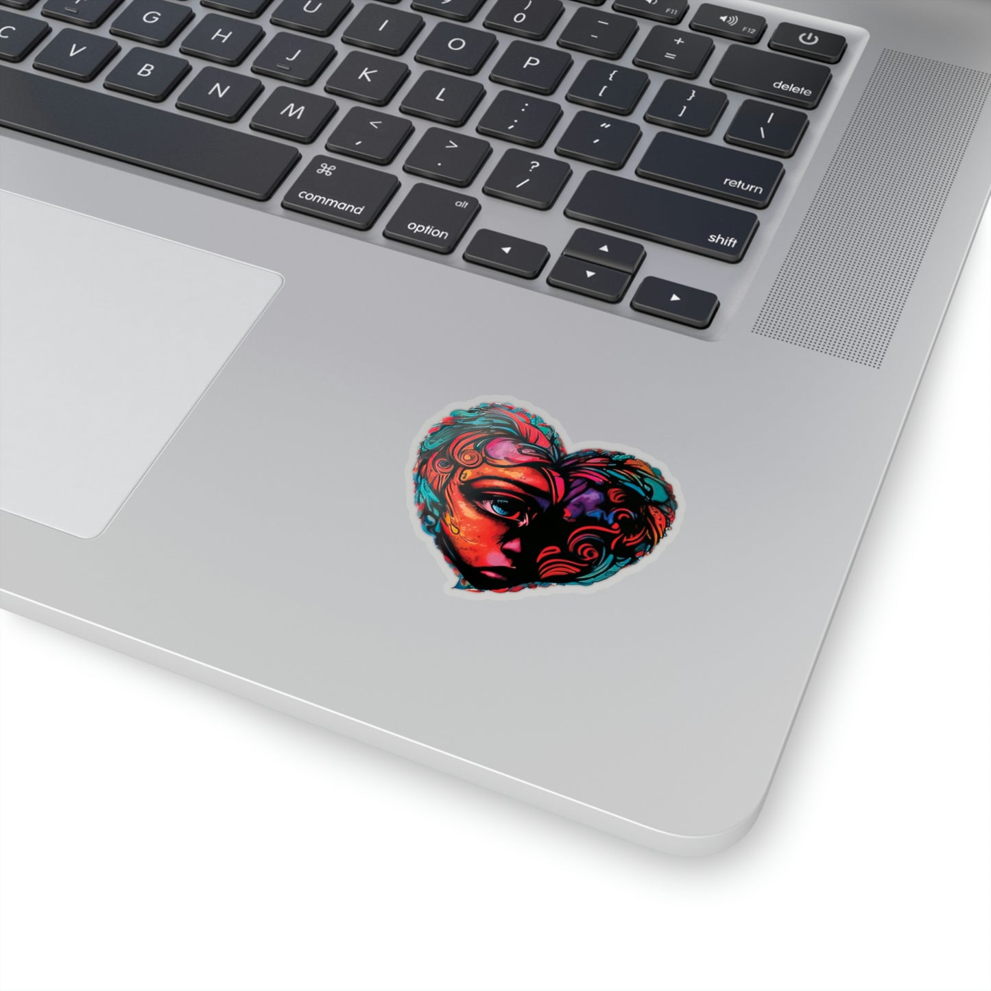 Heart-Shaped Art Piece: Woman's Portrait Sticker