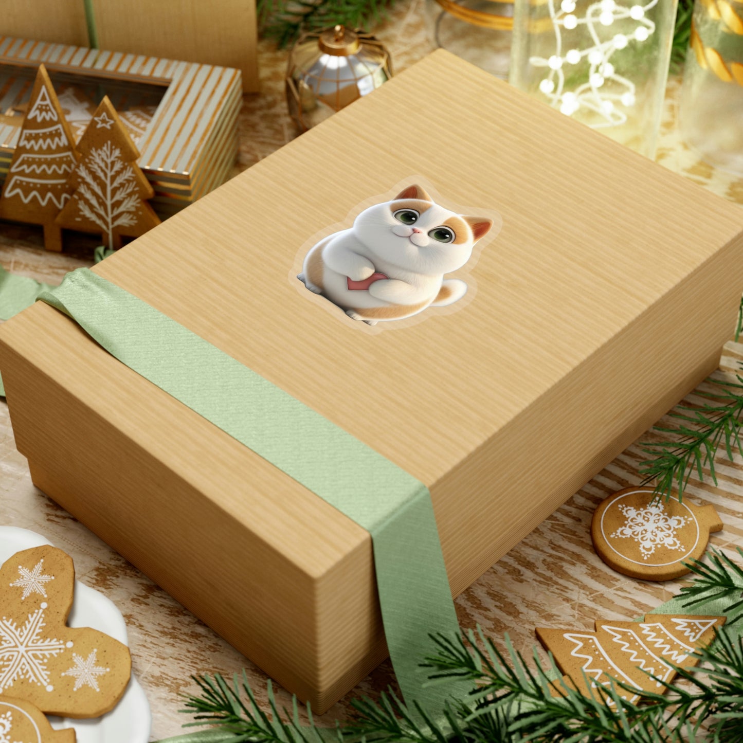 Cute Cat with Heart Sticker