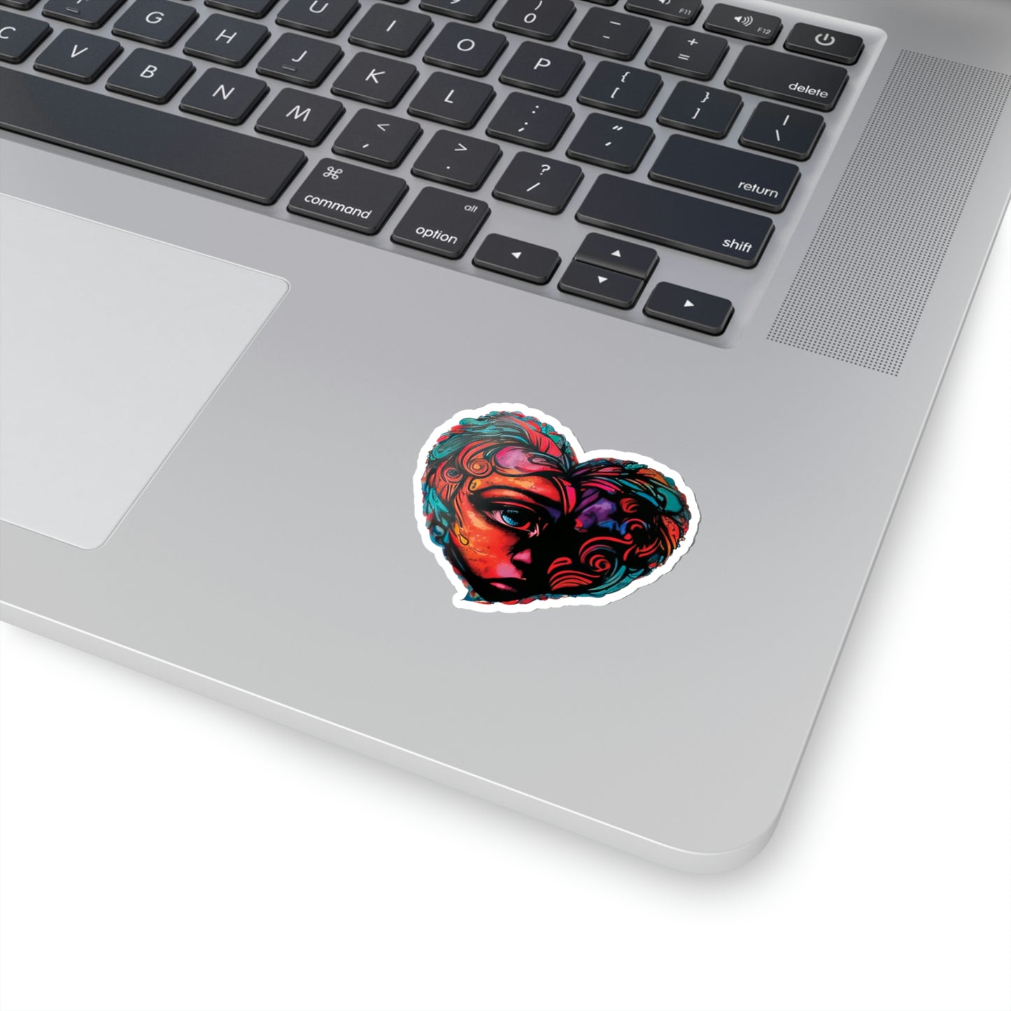 Heart-Shaped Art Piece: Woman's Portrait Sticker