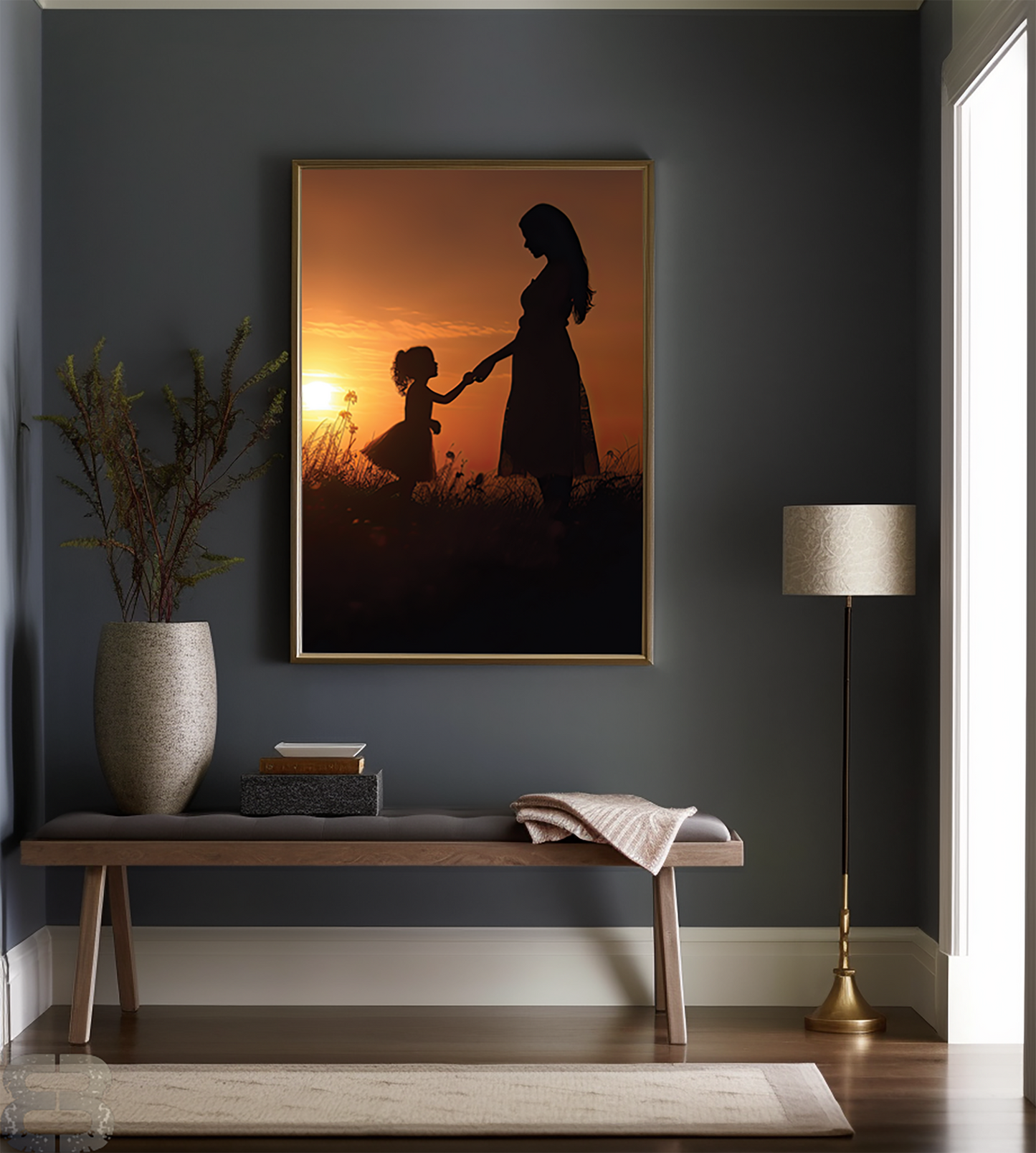 Mother and Daughter Silhouette | Digital Art