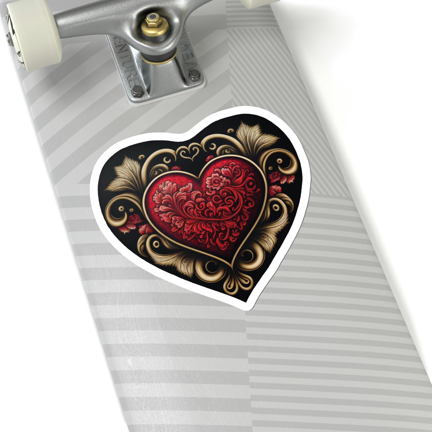 Gothic Love: Red Heart on Black Sticker
