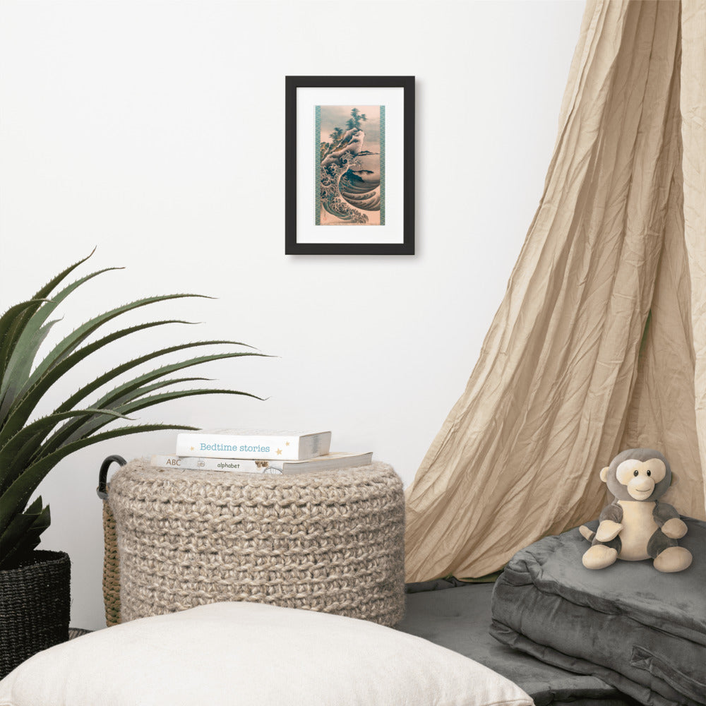 Breaking Waves Hokusai (Remastered) Framed Poster With Mat